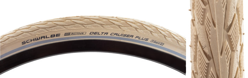 Schwalbe Delta Cruiser Plus Tire - 700 x 35 Clincher Wire Creme/Reflective Active Line PunctureGuard SBC