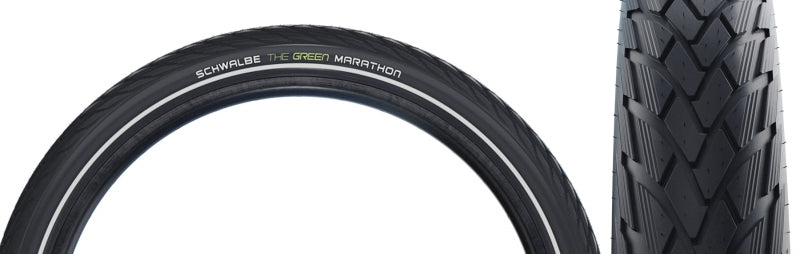 Schwalbe Green Marathon Tire - 16 x 1.35 Clincher Wire BLK/Reflective Performance Line GreenGuard TwinSkin Addix