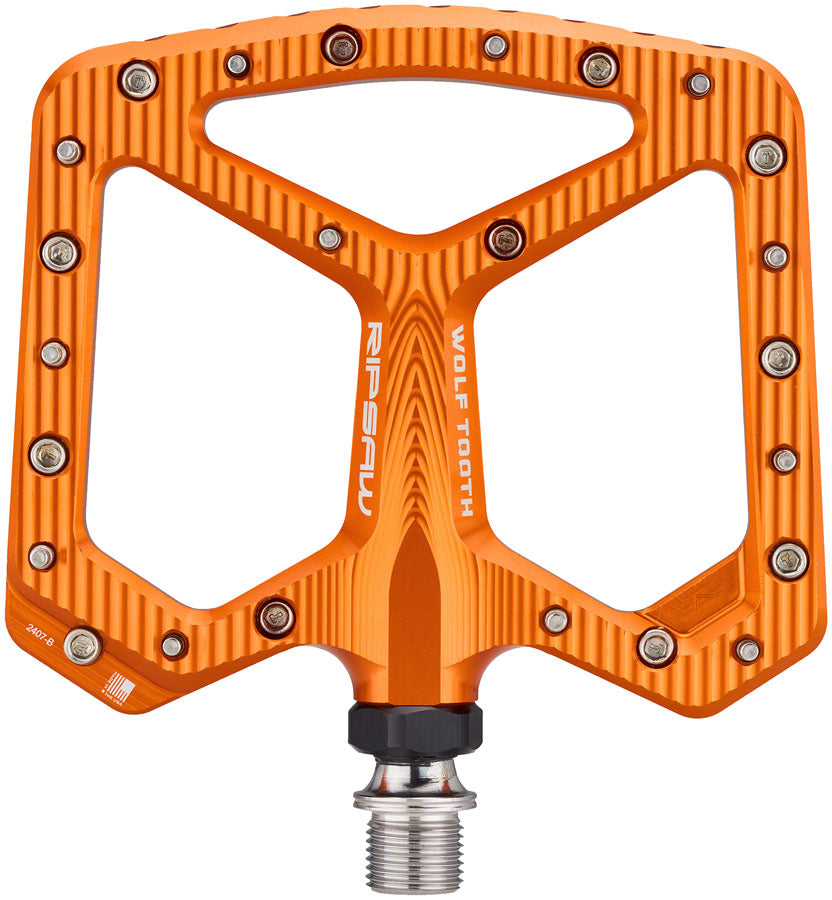 Wolf Tooth Ripsaw Aluminum Pedals - Platform Aluminum 9/16" Black Orange