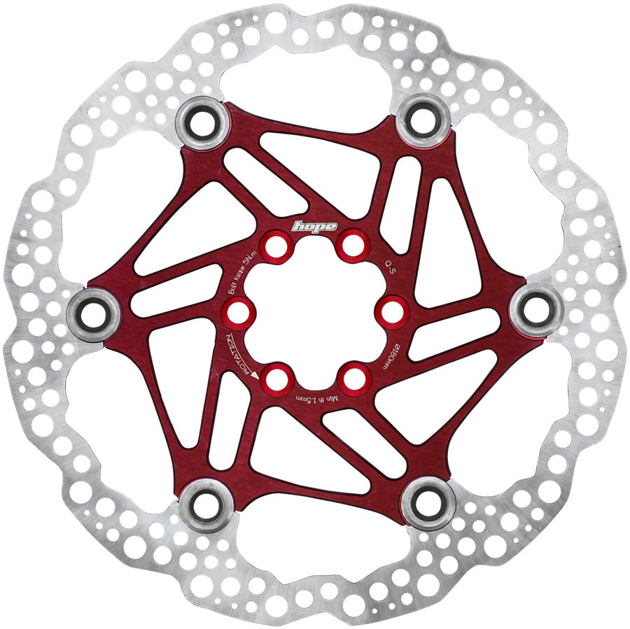 Hope Floating Disc Brake Rotor - 180mm 6-Bolt Red