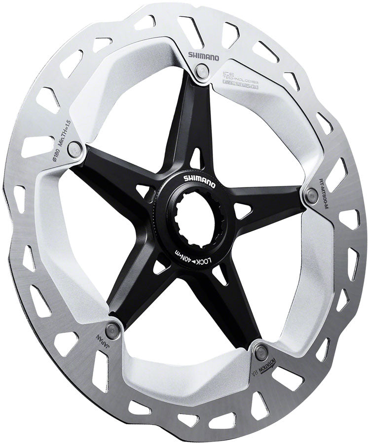 Shimano Deore XT RT-MT800-M Disc Brake Rotor External Lockring - 180mm Center Lock Silver/BLK