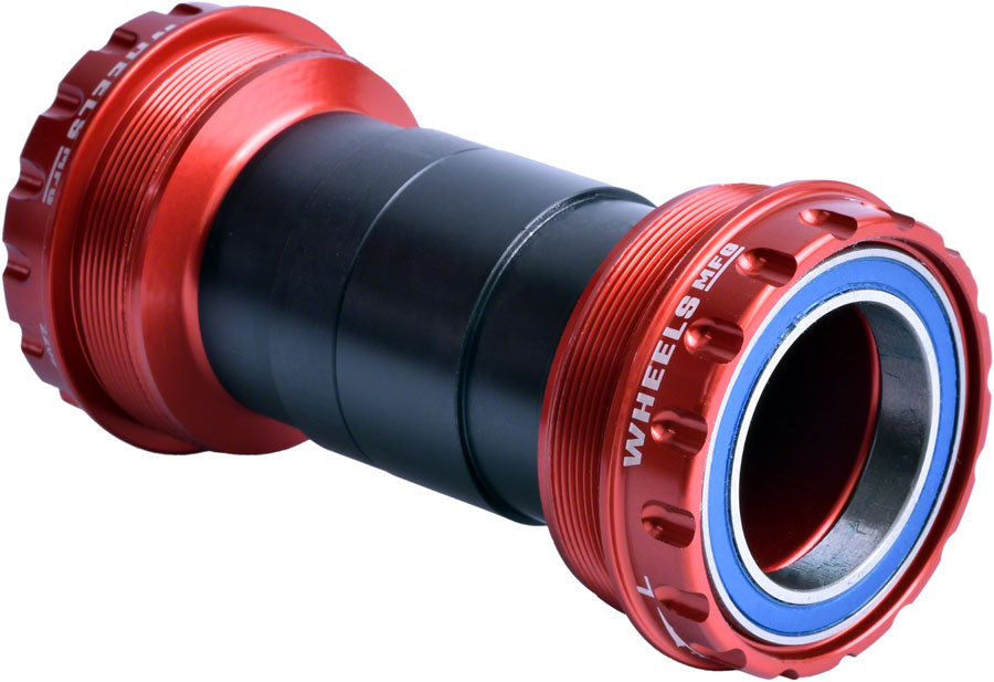 Wheels Manufacturing T47 Outboard Bottom Bracket - For 30mm Spindle ABEC-3 Bearings Fits Frames 68mm-100mm BB Shells Red