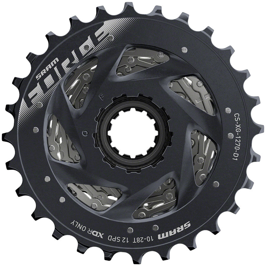 SRAM Force AXS XG-1270 Cassette - 12-Speed 10-28t Silver For XDR Driver Body D1