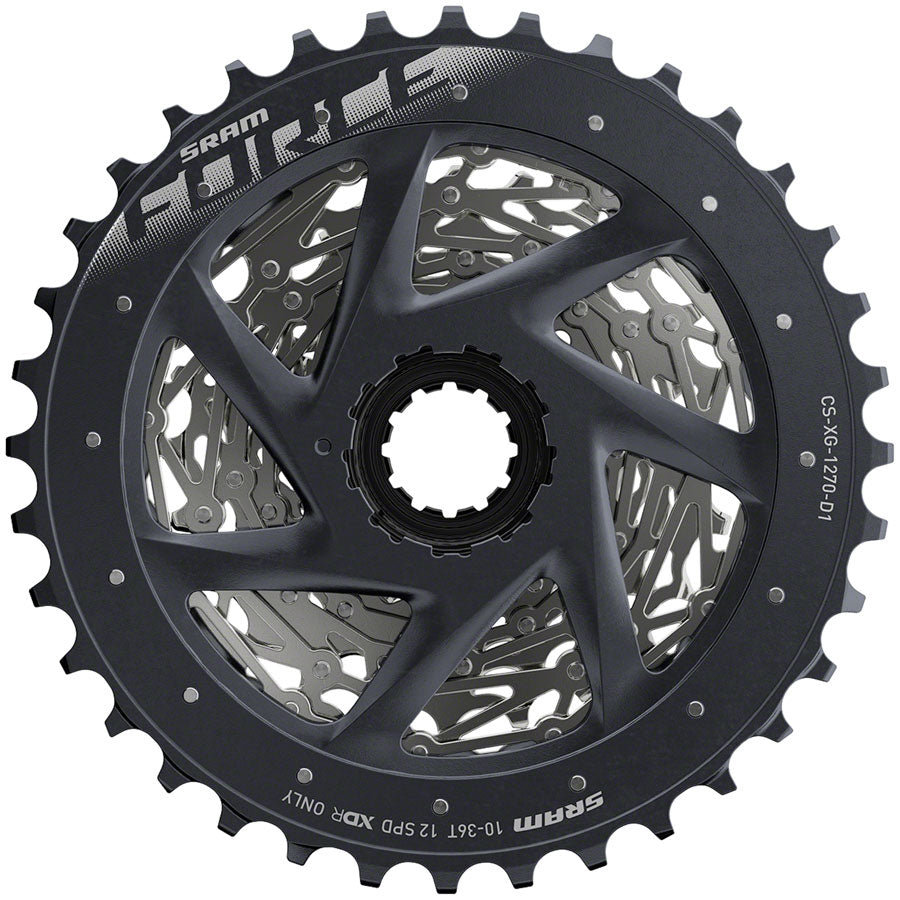 SRAM Force AXS XG-1270 Cassette - 12-Speed 10-36t Silver For XDR Driver Body D1