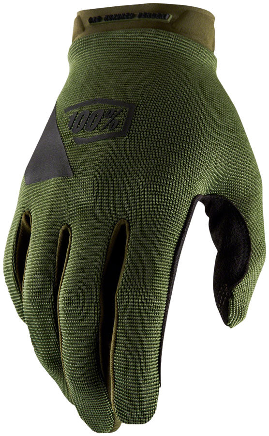 100% Ridecamp Gloves - Army Green/Black Full Finger Small