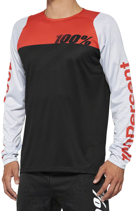 100% R-Core Jersey - Black/Red Long Sleeve Mens Medium